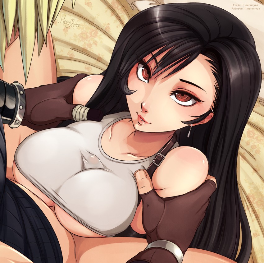 tifa lockhart and cloud strife (final fantasy and 1 more) drawn by merunyaa