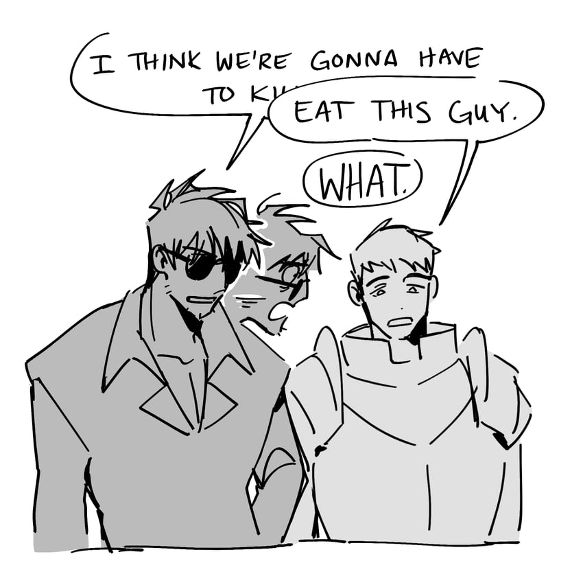 laios touden and nicholas d. wolfwood (dungeon meshi and 1 more) drawn by soranker