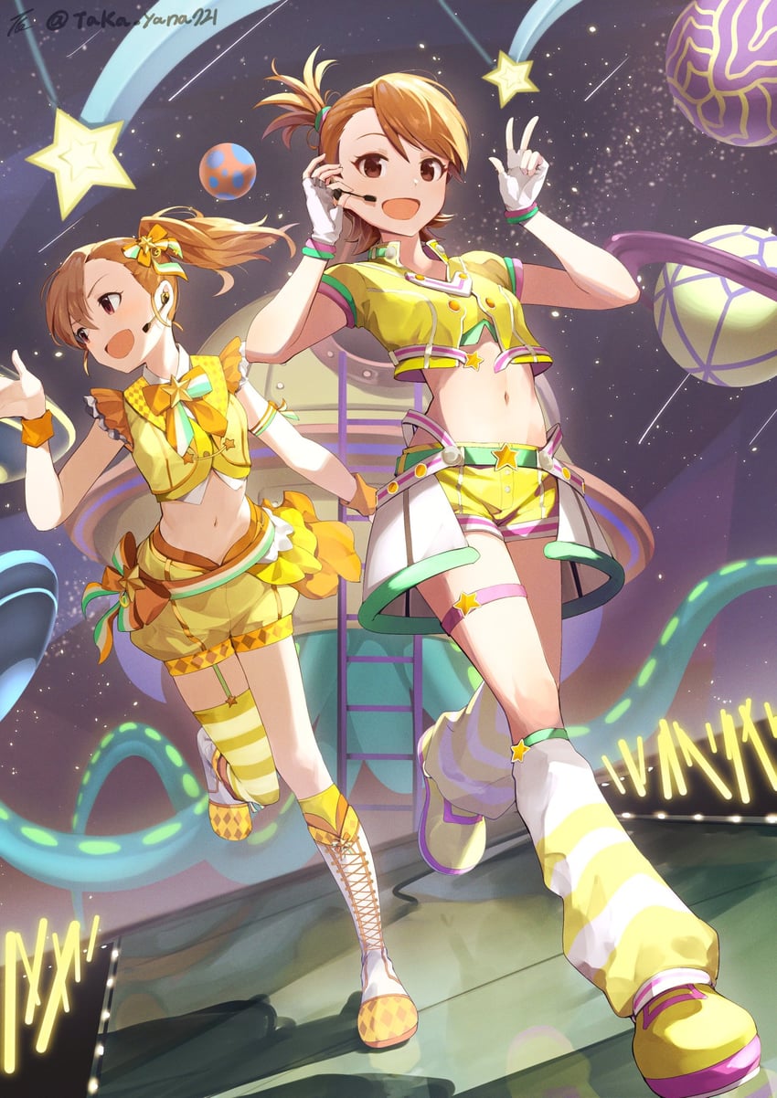 futami mami and futami ami (idolmaster and 2 more) drawn by taka.yana