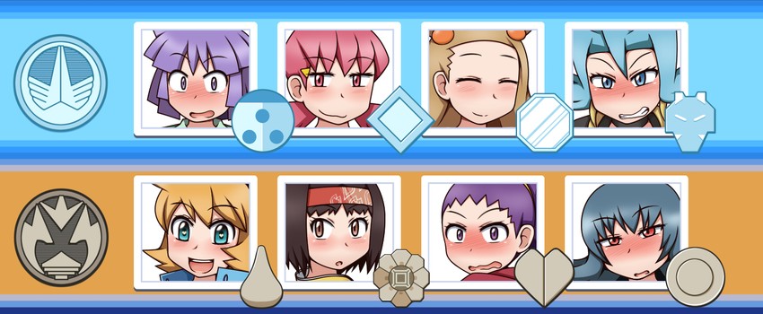 misty, sabrina, erika, jasmine, whitney, and 3 more (pokemon and 1 more) drawn by yagen_sasami