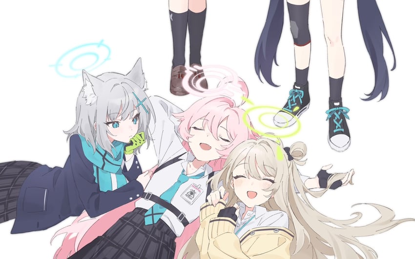 shiroko, hoshino, nonomi, serika, and ayane (blue archive) drawn by hakuhatsu