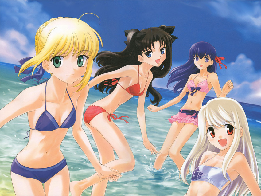 artoria pendragon, saber, tohsaka rin, illyasviel von einzbern, and matou sakura (fate and 1 more) drawn by shirotsumekusa