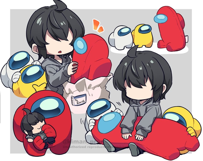 crewmate, yellow, red, white, impostor, and 1 more (original and 1 more) drawn by kiman