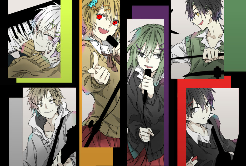 kisaragi shintarou, kido tsubomi, kano shuuya, seto kousuke, kisaragi momo, and 1 more (kagerou project) drawn by fujiori_(ayacoe727)