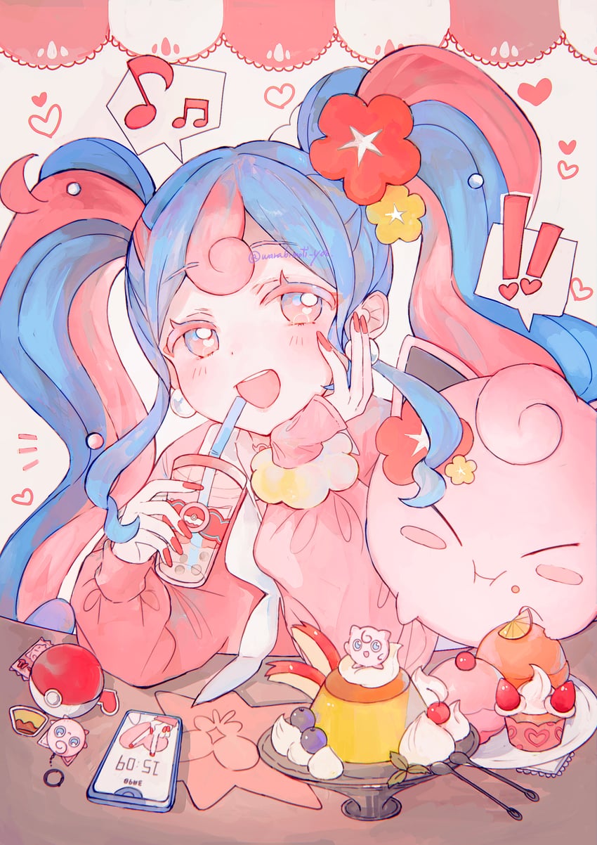 hatsune miku, jigglypuff, and fairy miku (pokemon and 2 more) drawn by irodori_warabi