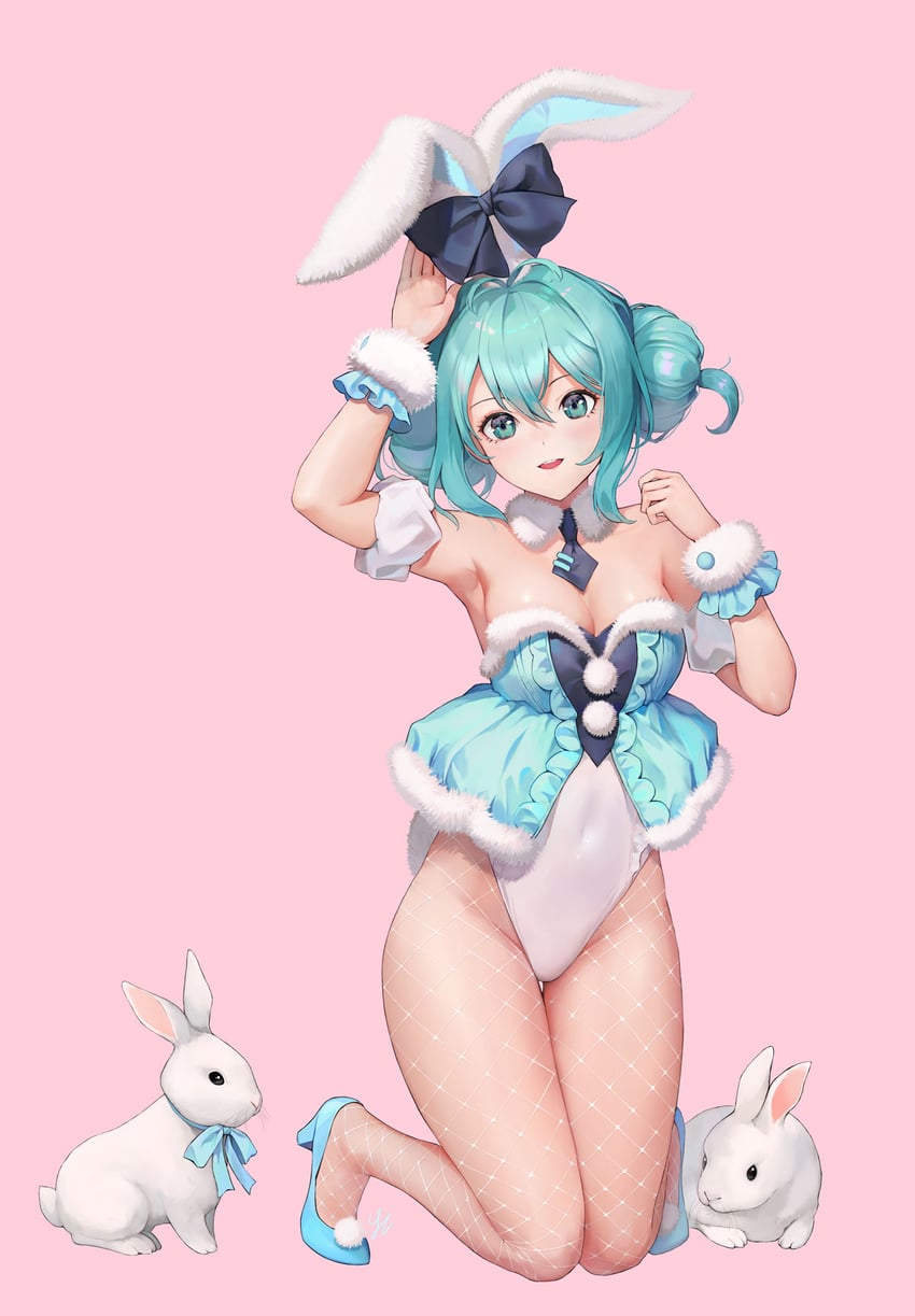 hatsune miku and bicute bunnies miku (vocaloid) drawn by y.i._(lave2217)