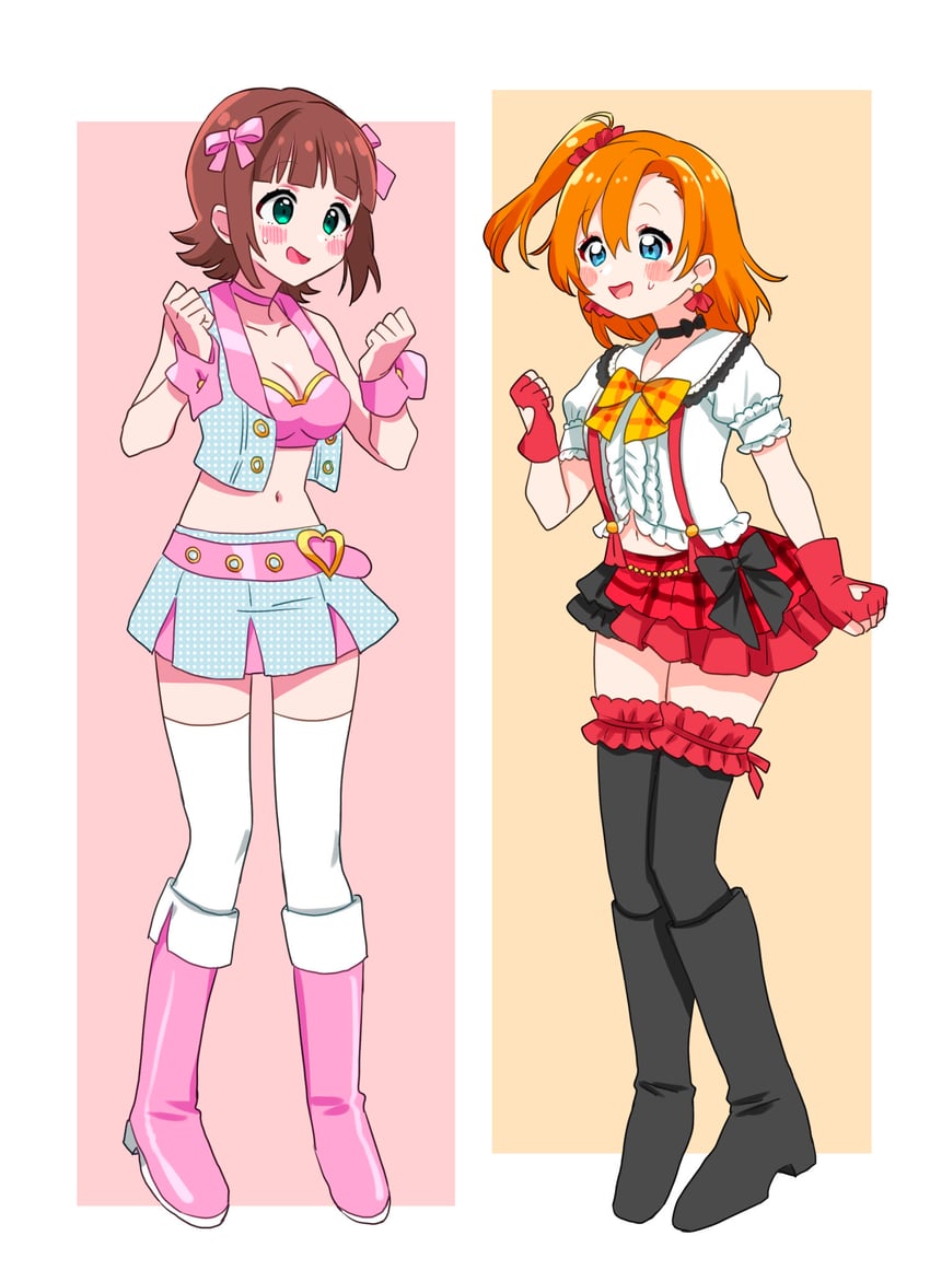 amami haruka and kosaka honoka (idolmaster and 2 more) drawn by sukoyaka_(100hituzi)