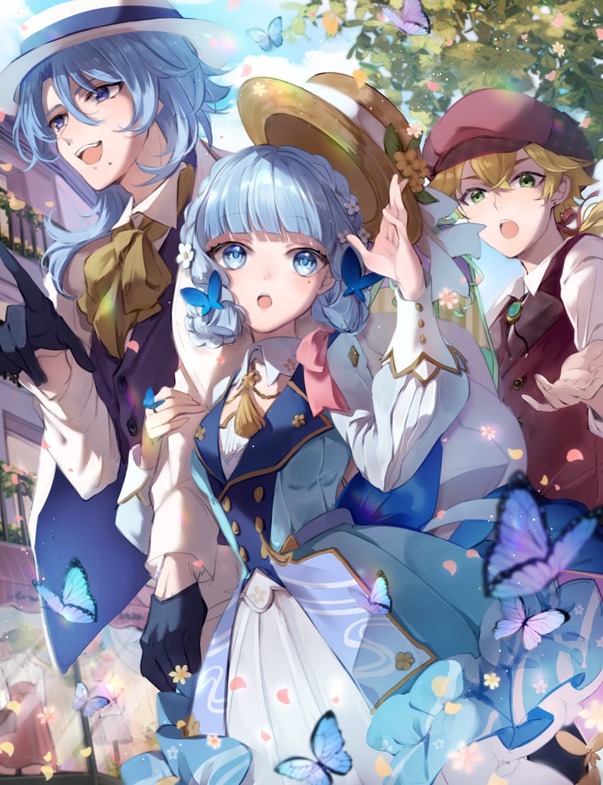 kamisato ayaka, kamisato ayato, and thoma (genshin impact) drawn by naruka_(ynarukay)