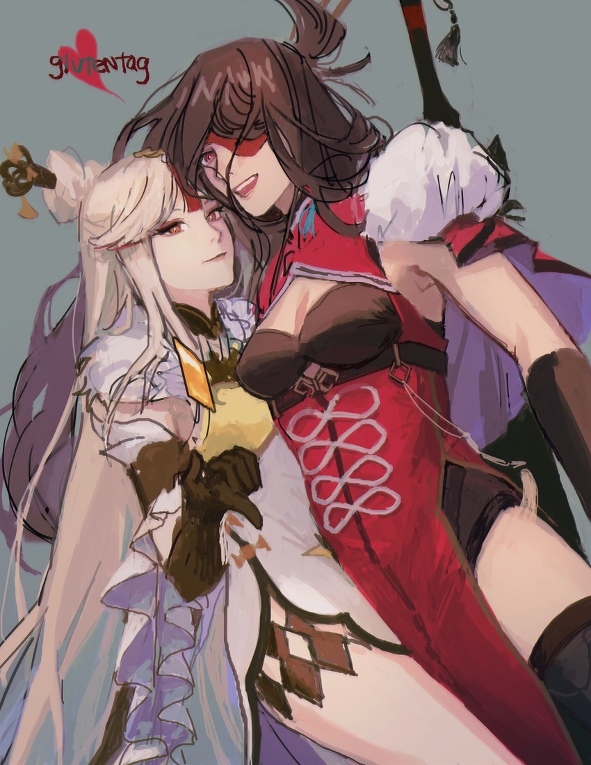 ningguang and beidou (genshin impact) drawn by glutentag