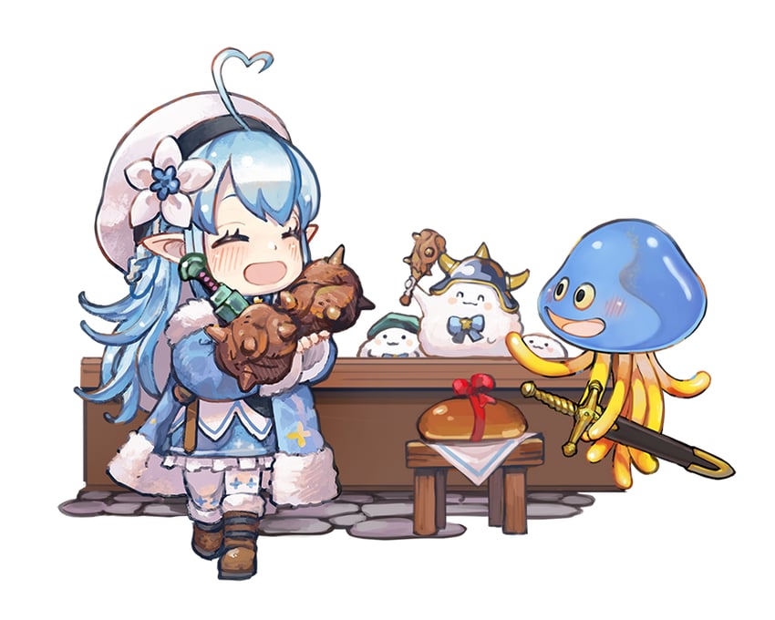 yukihana lamy, yukimin, and healslime (hololive and 1 more) drawn by shinoji_(sukumo_san)