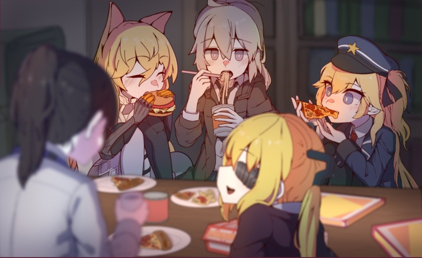 m200, female commander, g41, super-shorty, and skorpion (girls' frontline) drawn by llpfmfc