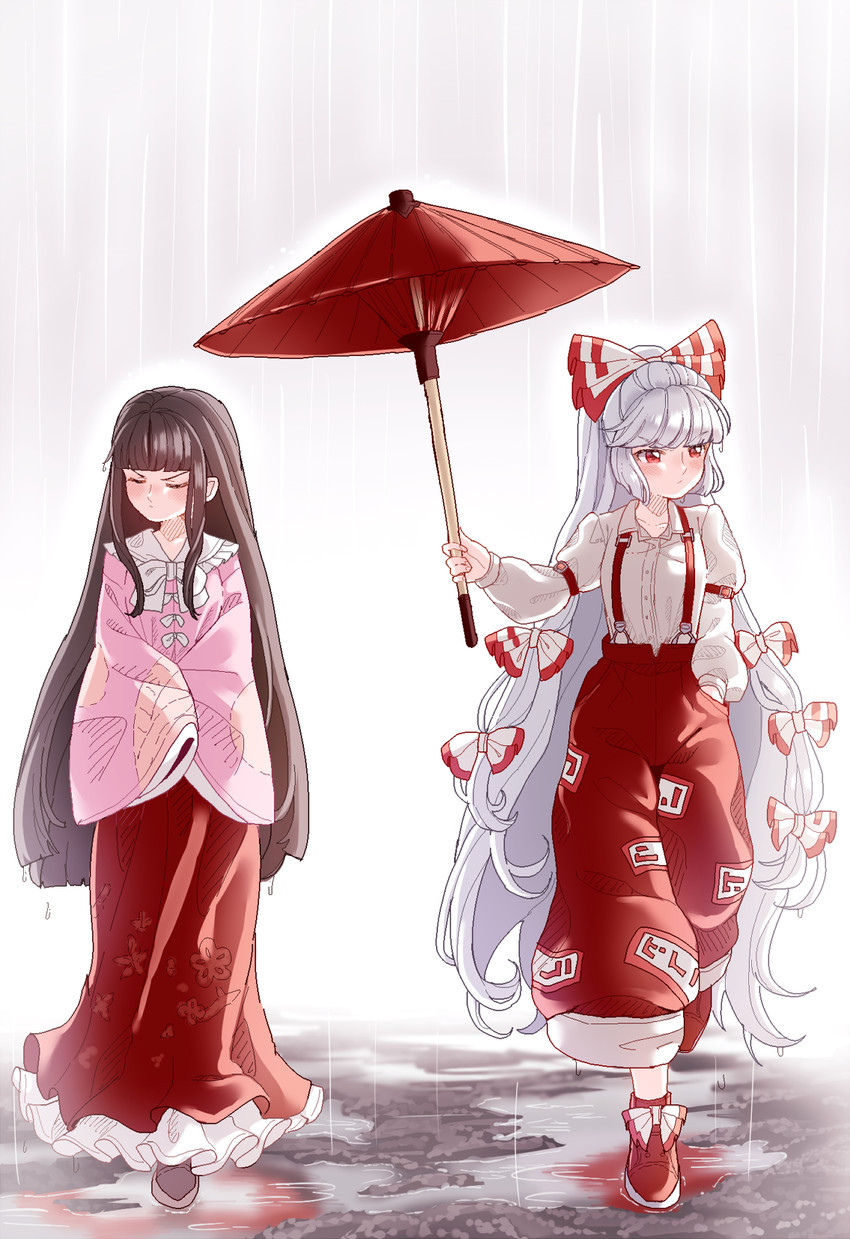 fujiwara no mokou and houraisan kaguya (touhou) drawn by satomachi