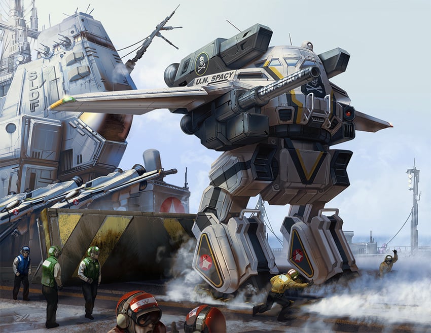 vf-1, vf-1 super, and urbanmech (macross and 2 more) drawn by eldoniousrex