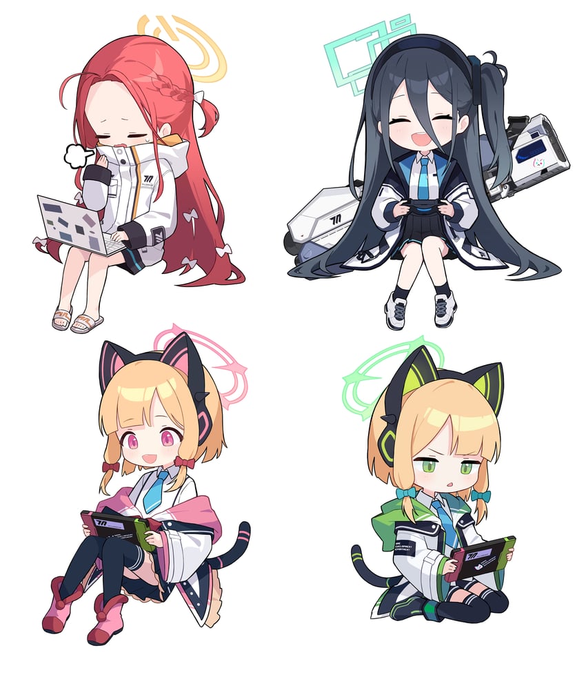 aris, momoi, midori, and yuzu (blue archive) drawn by fuwawa_(fuwawa617)