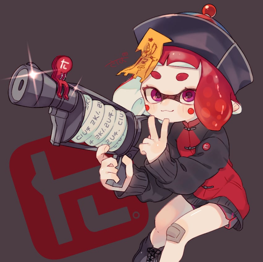 inkling player character and inkling girl (splatoon) drawn by sabata_saba