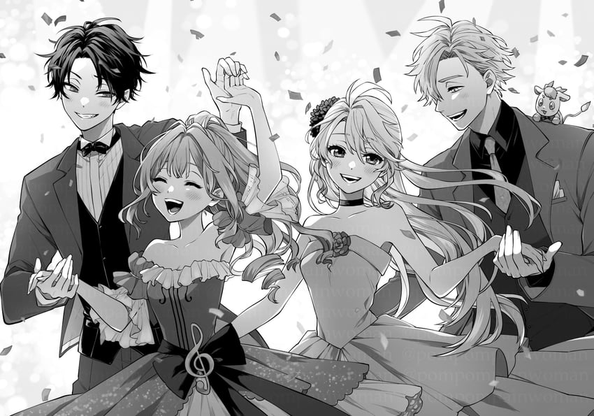 suo sango, usami rito, saiki ittetsu, and todo kohaku (nijisanji) drawn by shimizu_zuzu