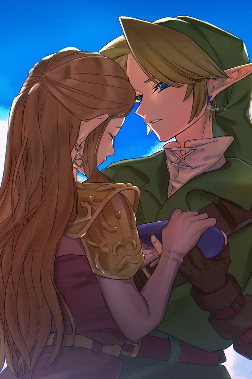 link and princess zelda (the legend of zelda and 1 more) drawn by ao_haruki