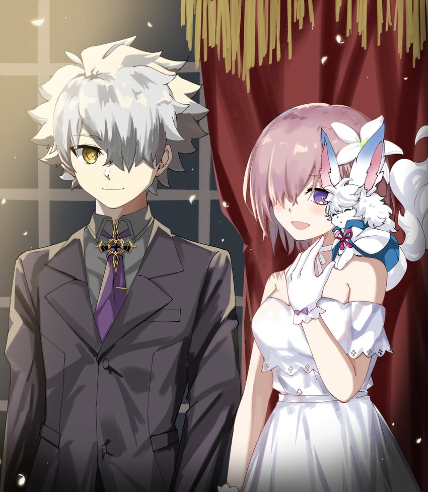 mash kyrielight, fou, and galahad (fate and 1 more) drawn by lanpohantong