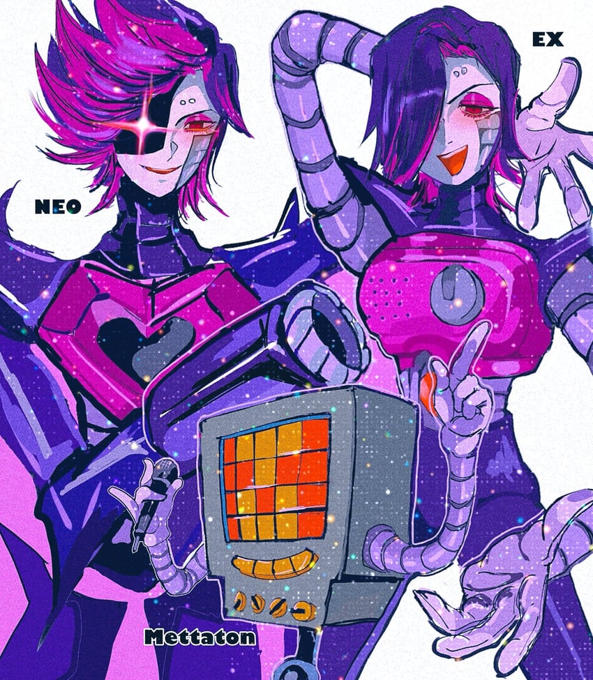 mettaton, mettaton ex, and mettaton neo (undertale) drawn by ma_e_zo