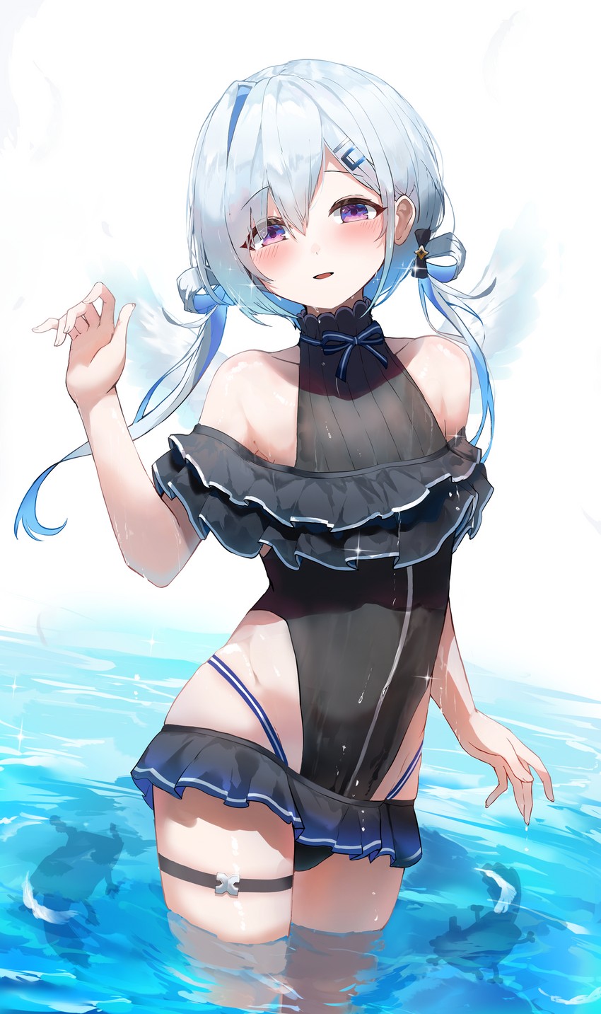 amane kanata and axolotl (hololive and 1 more) drawn by kabedoru