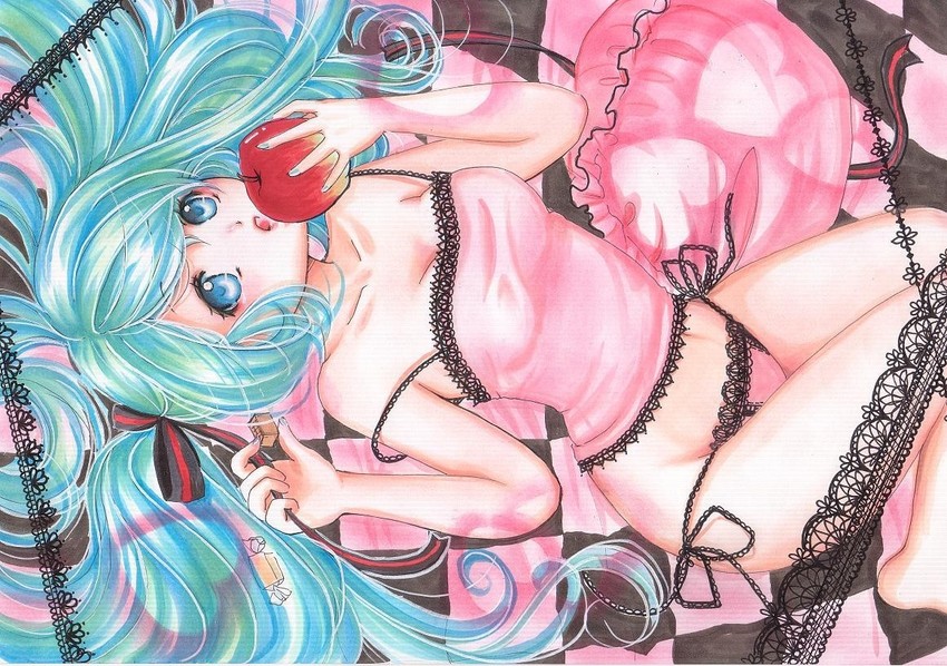 hatsune miku (vocaloid and 1 more) drawn by asahi_(aria)