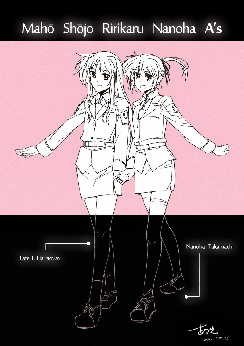 fate testarossa and takamachi nanoha (lyrical nanoha and 2 more) drawn by aki_(neyuki41028)