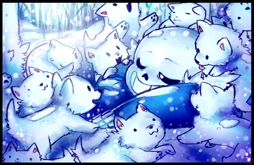 sans and annoying dog (undertale) drawn by alyssa_gerwig