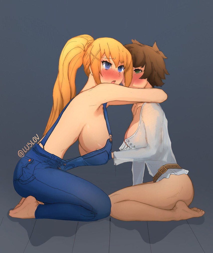 darkness and satou kazuma (kono subarashii sekai ni shukufuku wo!) drawn by luslov