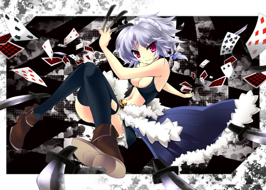 izayoi sakuya and stalker (touhou and 1 more) drawn by hoshineko_(kiraneko)