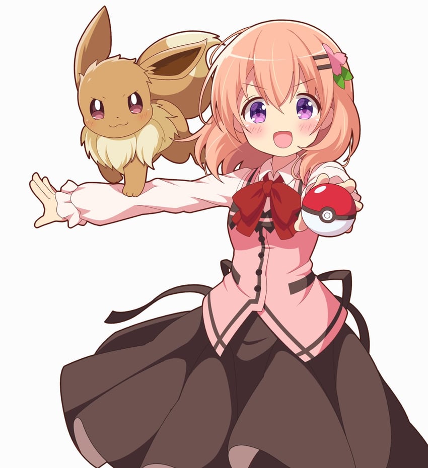 eevee and hoto cocoa (pokemon and 1 more) drawn by neru_(neruneruru)