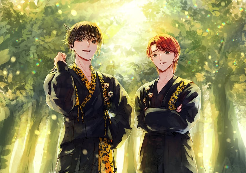jeonghan and joshua (real life and 1 more) drawn by mokome124