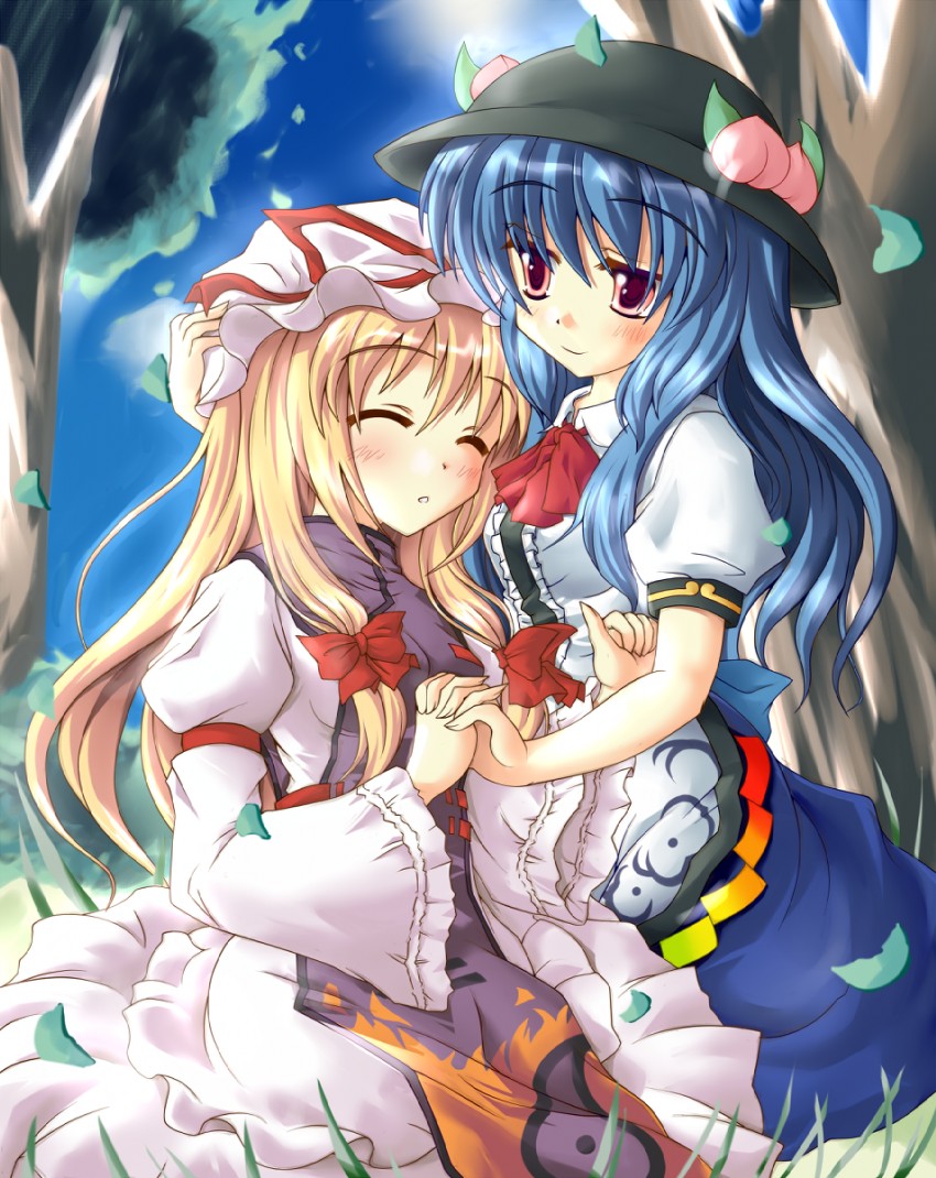 yakumo yukari and hinanawi tenshi (touhou) drawn by hiiragi_tomoka