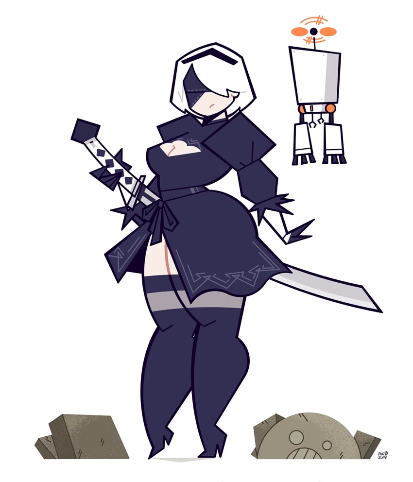 2b and pod (nier and 1 more) drawn by goodbyellow