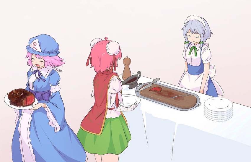 izayoi sakuya, saigyouji yuyuko, and ibaraki kasen (touhou) drawn by kanpa_(campagne_9)