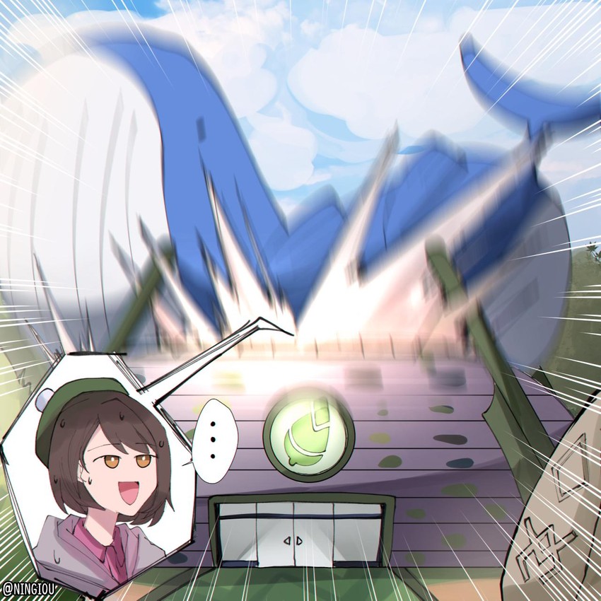 gloria and wailord (pokemon and 1 more) drawn by kyou_(iuciferic)