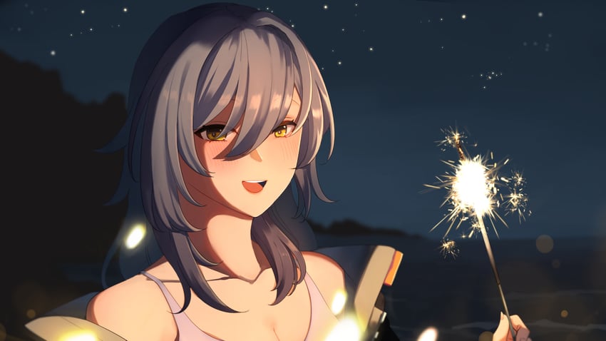 trailblazer and stelle (honkai and 1 more) drawn by hinagi_(fox_priest)