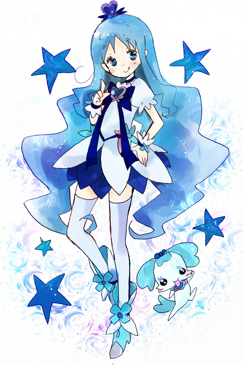 kurumi erika, cure marine, and coffret (precure and 1 more) drawn by tsukiyo_(skymint)