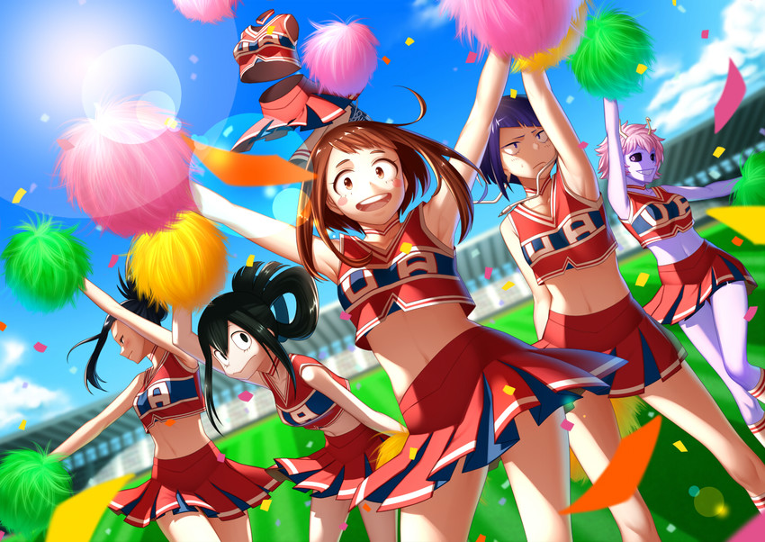 uraraka ochaco, asui tsuyu, yaoyorozu momo, ashido mina, jiro kyoka, and 1 more (boku no hero academia) drawn by arkray