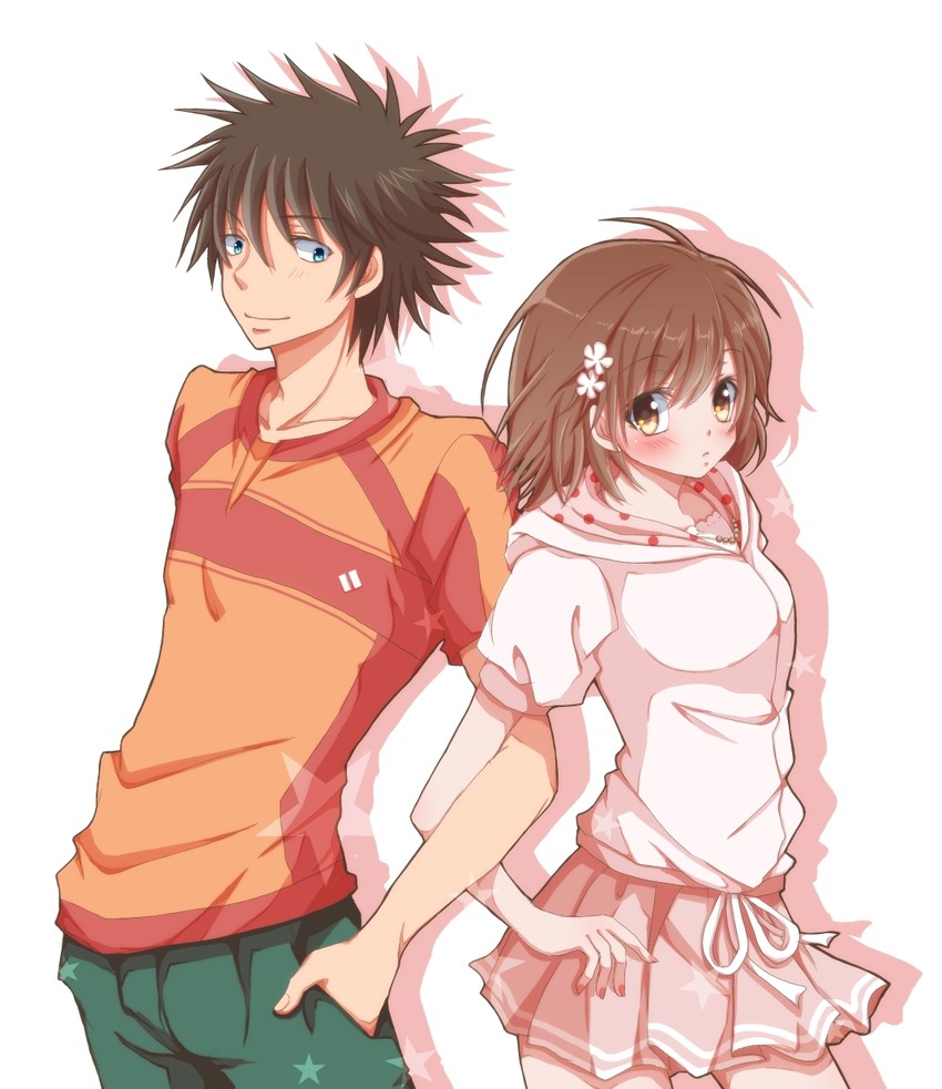 misaka mikoto and kamijou touma (toaru majutsu no index and 1 more) drawn by hiro_(hirohiro31)