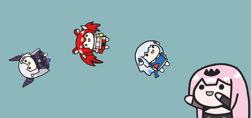 gawr gura, mori calliope, hakos baelz, and la+ darknesss (hololive and 1 more) drawn by superappleman