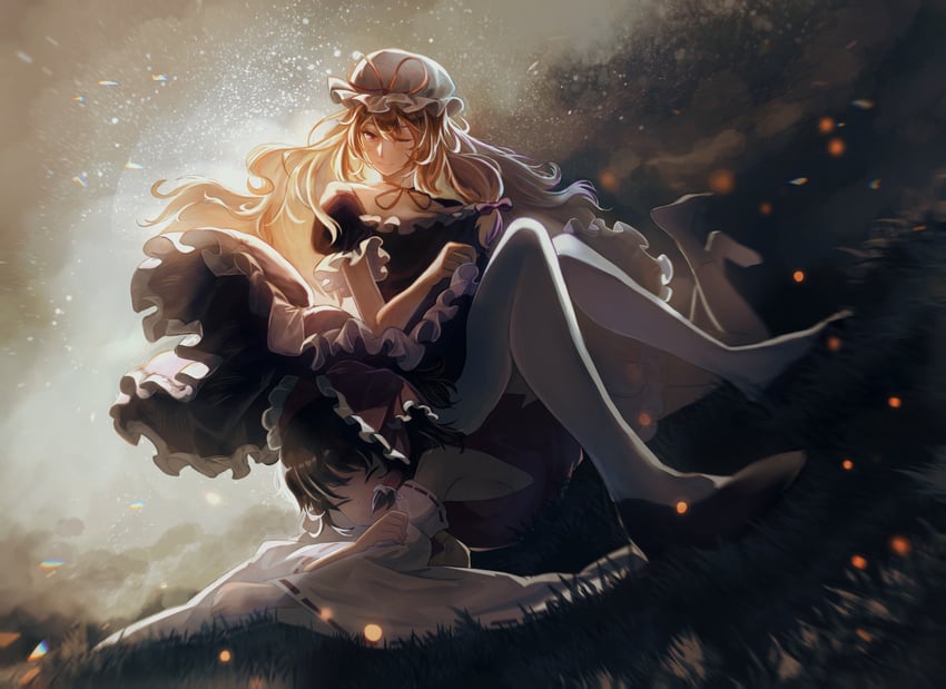 hakurei reimu and yakumo yukari (touhou) drawn by shui_she