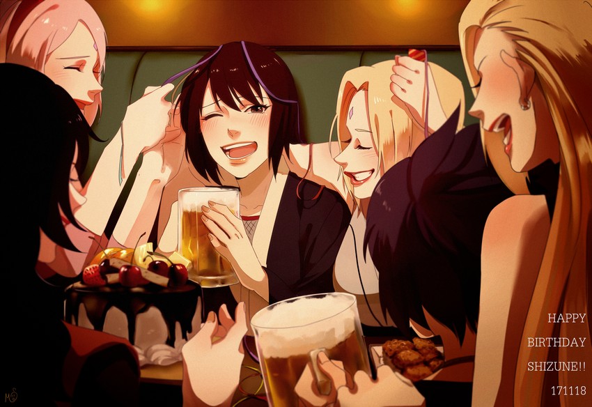 haruno sakura, tsunade, yamanaka ino, mitarashi anko, shizune, and 1 more (naruto and 1 more) drawn by may_c