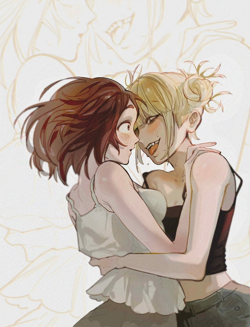 uraraka ochaco and toga himiko (boku no hero academia) drawn by biboni