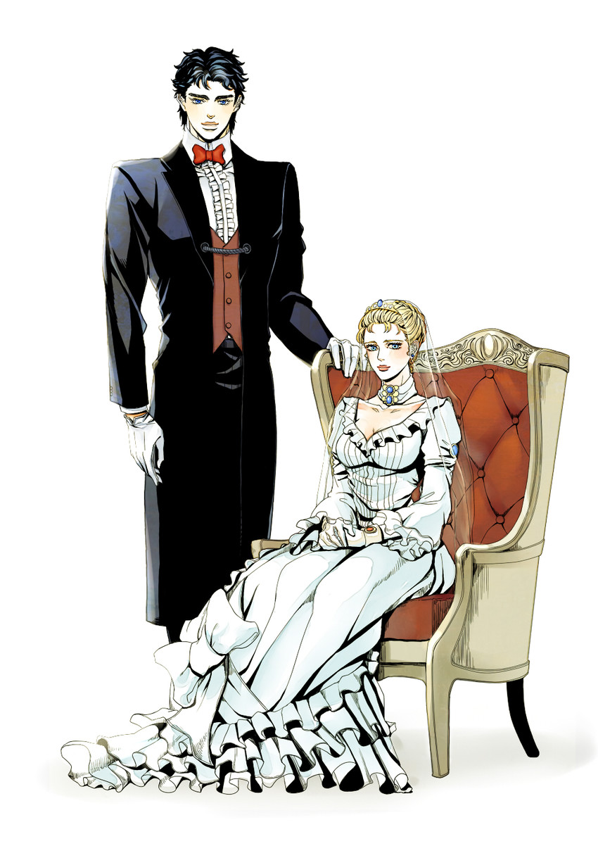 jonathan joestar and erina pendleton (jojo no kimyou na bouken and 1 more) drawn by jraiden
