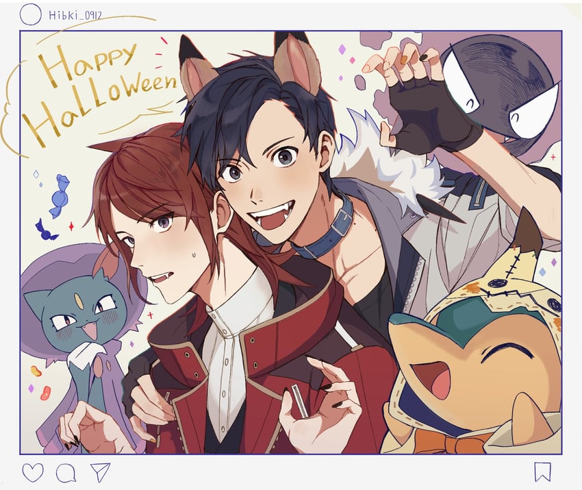 ethan, mimikyu, silver, cyndaquil, gastly, and 2 more (pokemon and 1 more) drawn by silber_1224