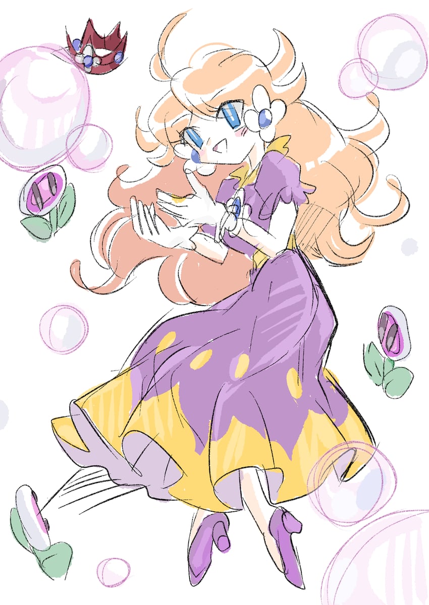 princess daisy and bubble daisy (mario and 1 more) drawn by rakugaki_shitagari-ya
