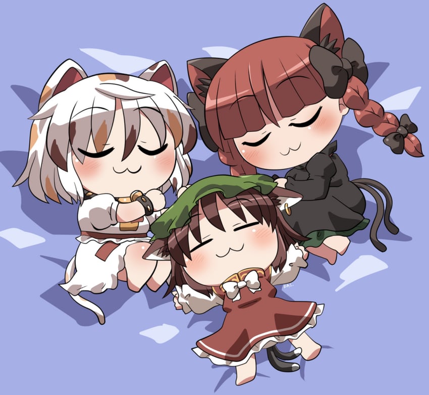 kaenbyou rin, chen, and goutokuji mike (touhou) drawn by rokugou_daisuke