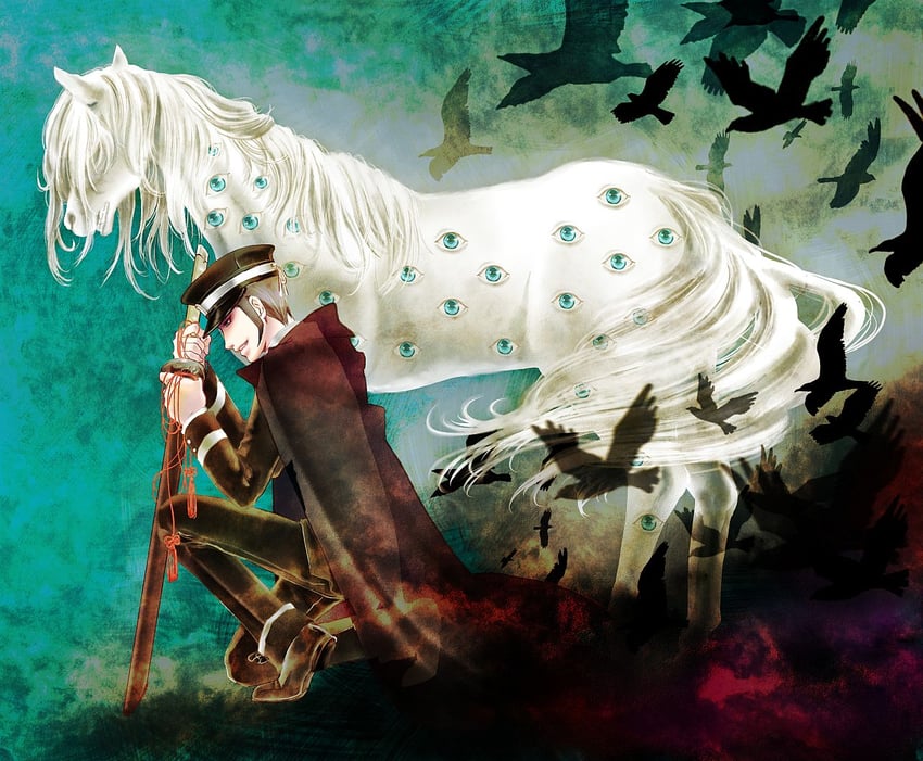 kuzunoha raidou and white rider (devil summoner and 1 more) drawn by haizi0812