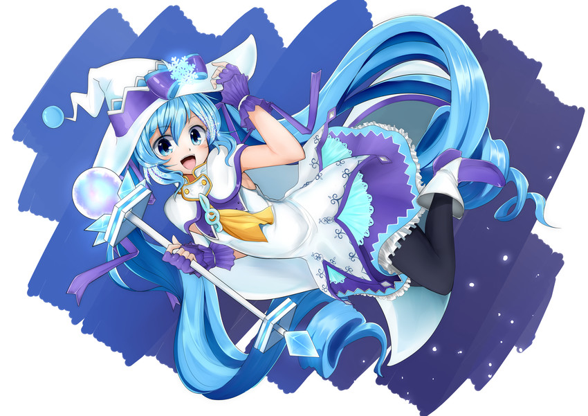 hatsune miku and yuki miku (vocaloid and 1 more) drawn by kazenoko
