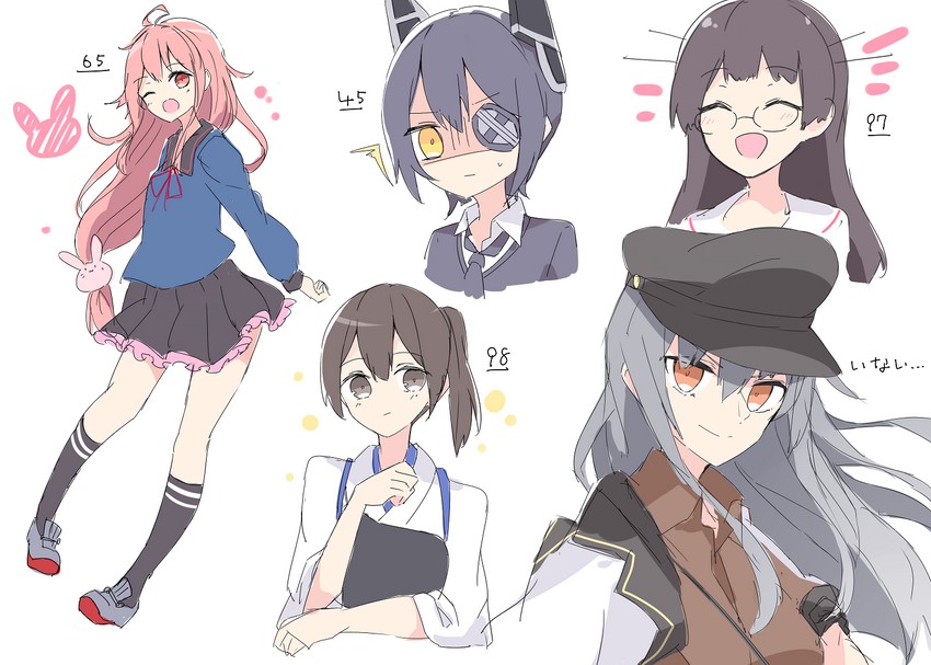 kaga, tenryuu, uzuki, gangut, and choukai (kantai collection) drawn by a.a_(aa772)